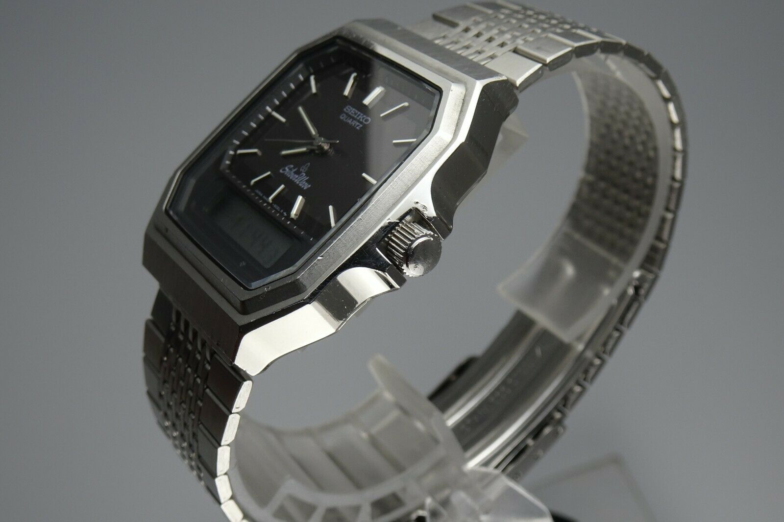 Vintage 1983 JAPAN SEIKO HYBRID SILVER-WAVE H449-502A 2Jewels