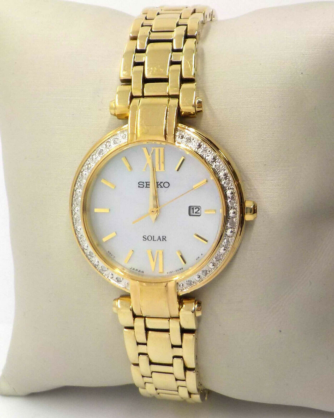 SEIKO SOLAR MOTHER OF PEARL DIAL LADIES WATCH SUT182 475.00