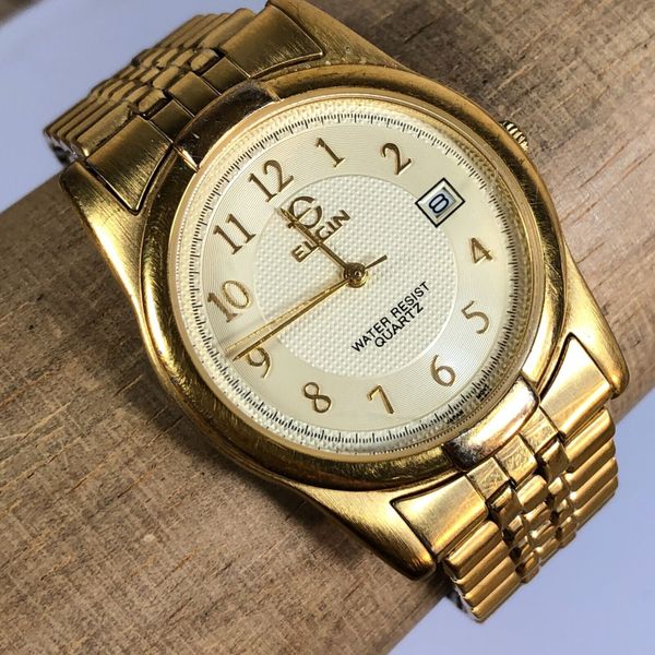 Elgin Men's Watch FX272 Gold Tone Explandible Band Quartz Elgin Men's Watch FX272 Gold Tone Explandible Band Quartz