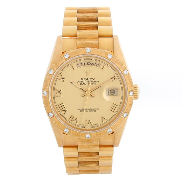 Rolex 18308 Unpolished President Day-Date Men's Bark 18k Gold Watch Box ...