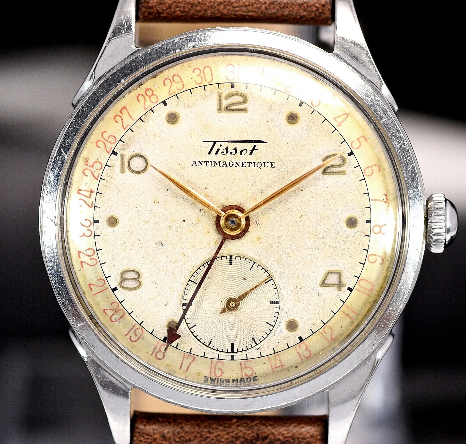 Vintage TISSOT Ref.6605 Cal.27 Pointer Date steel 35mm screw case