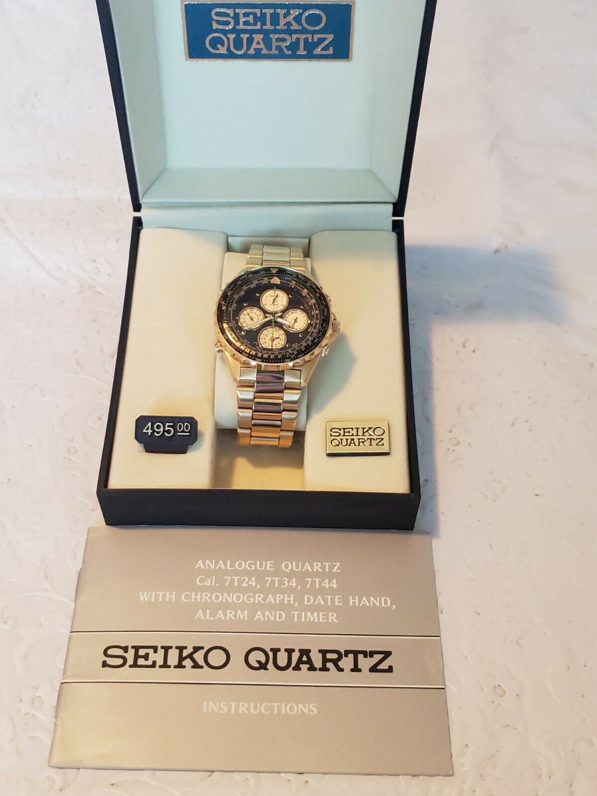 Vintage SEIKO 7T34 6A09 Flightmaster Chrono. Mens Watch Ex. Manual