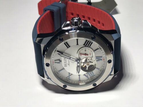 men's automatic marine star blue silicone strap watch 45mm