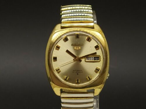 Vintage Seiko 5 6119 7100 Gold Plated Automatic 21 Jewels Men s