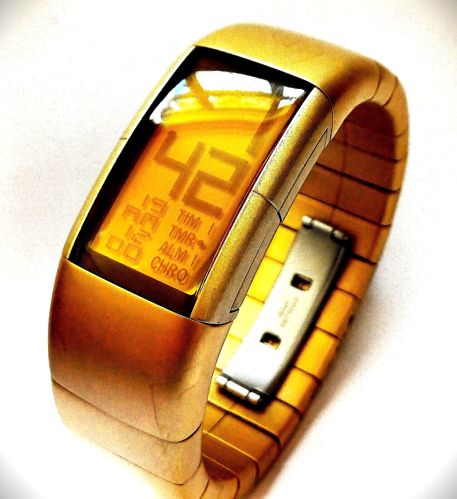 Rare Vintage Philippe Starck with Fossil Gold Tone LCD Digital