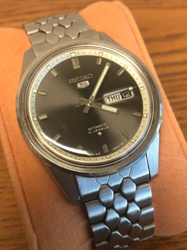 VINTAGE SEIKO 5 6119 8160 WATCH 62MAS HANDS STELUX COFFIN BRACELET