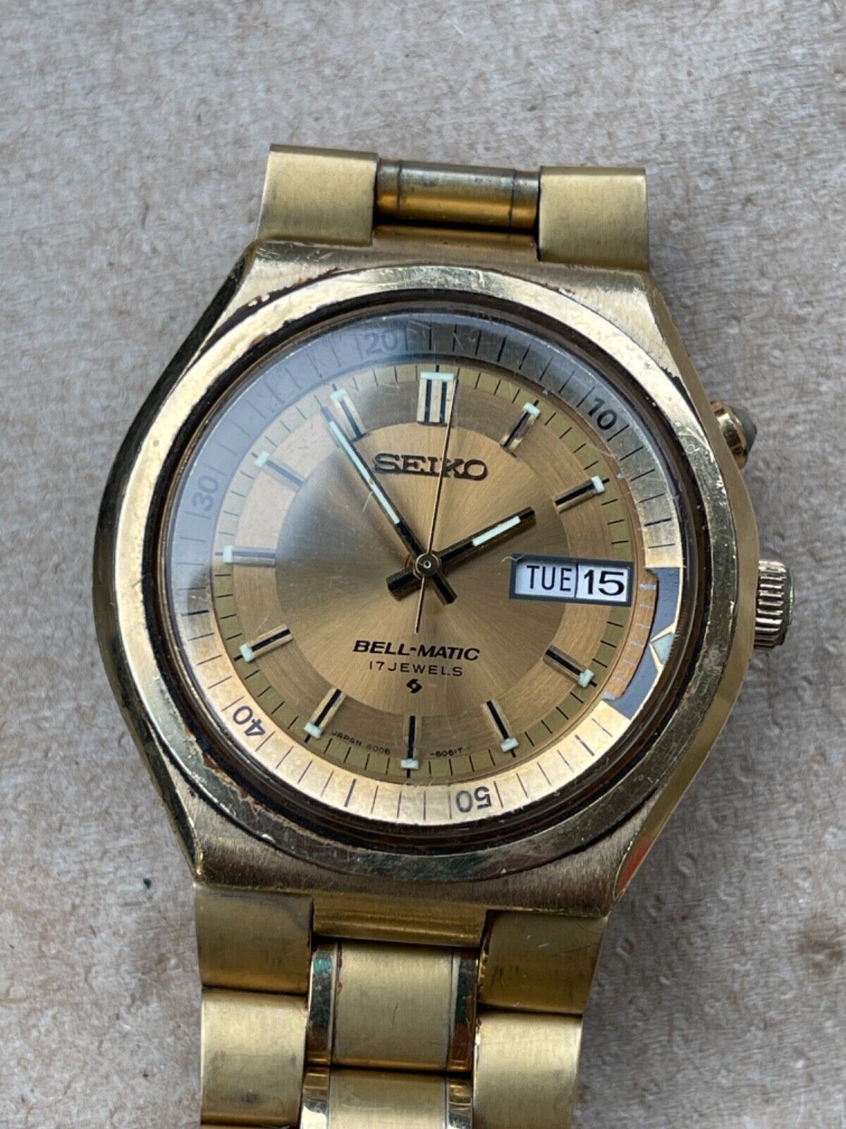 Seiko Watch Bell Matic Day Date 4006 6049 Working Vintage 1973