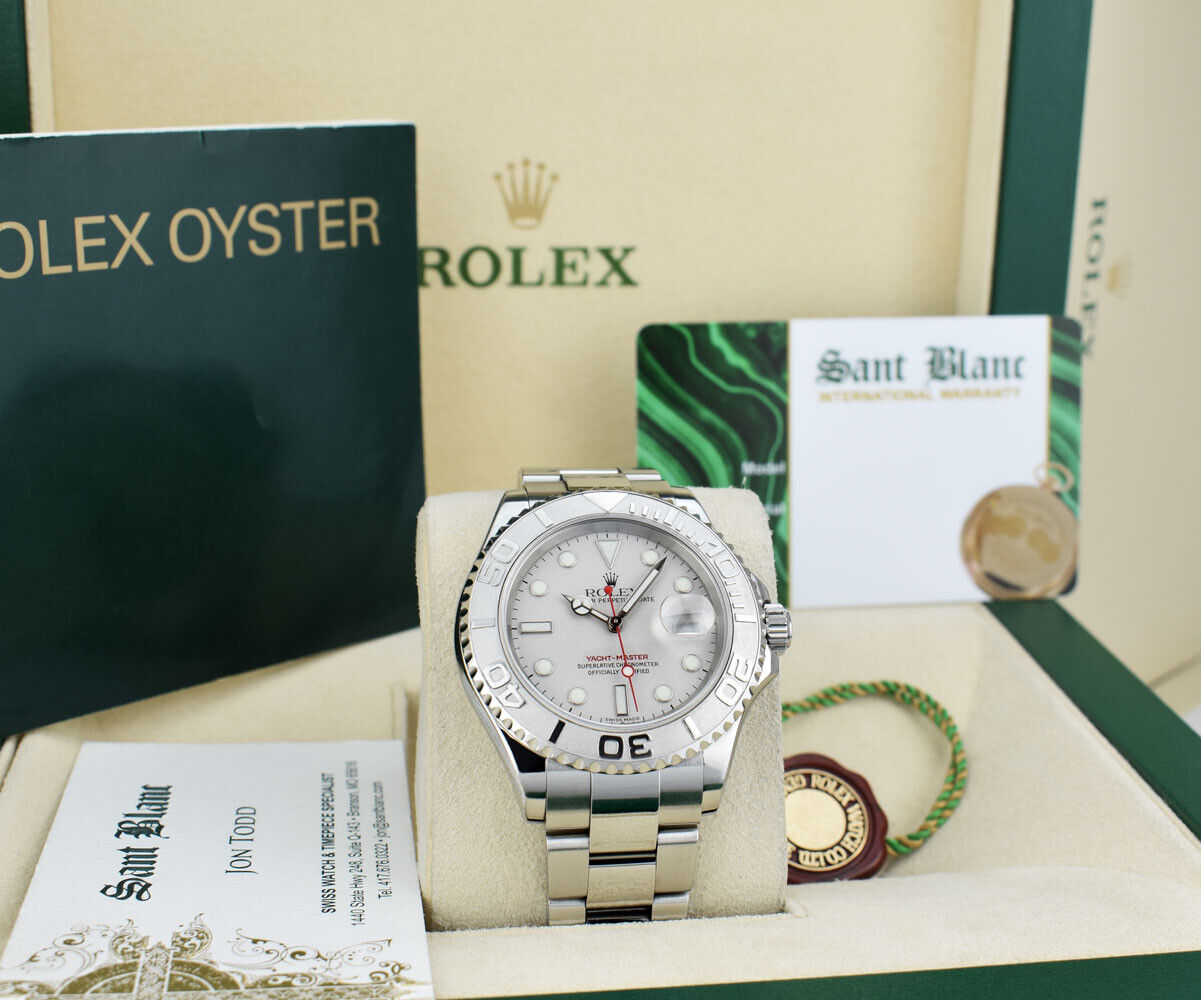 ROLEX Mens Platinum Stainless Steel YachtMaster Platinum Dial