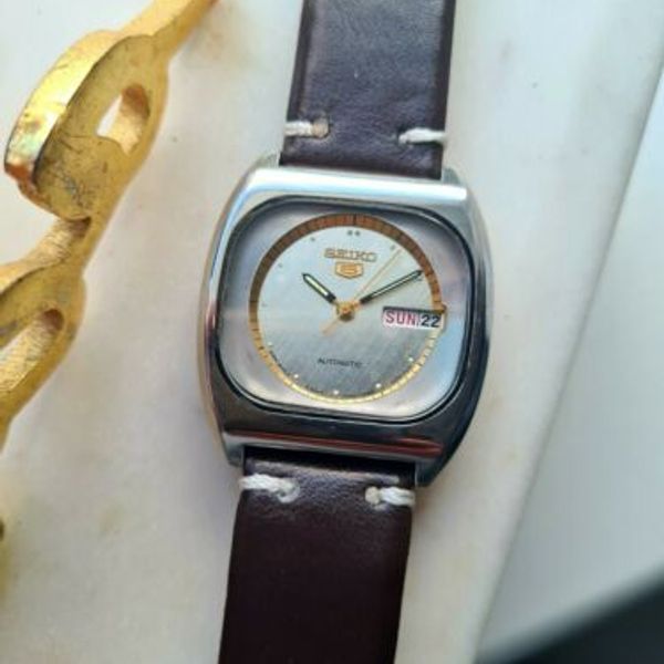 Vintage Square SILVER 1981 SEIKO 5 Men's Automatic Watch 6309-6030