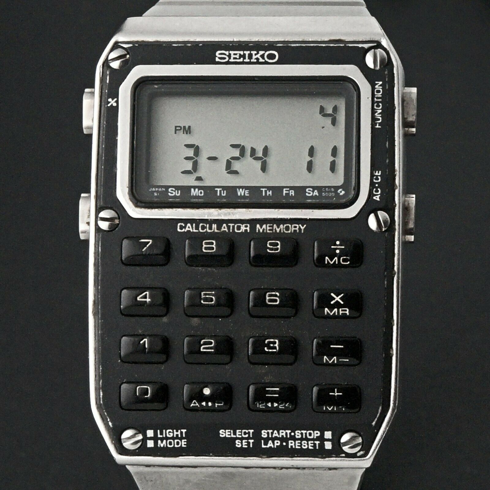 Vintage Seiko C515--500A, LCD Digital Calculator, Stainless Steel