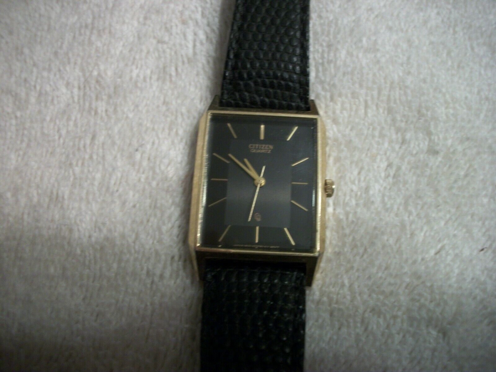 Citizen Quartz Watch - Gold Tone Black Rectangular Dial-6031