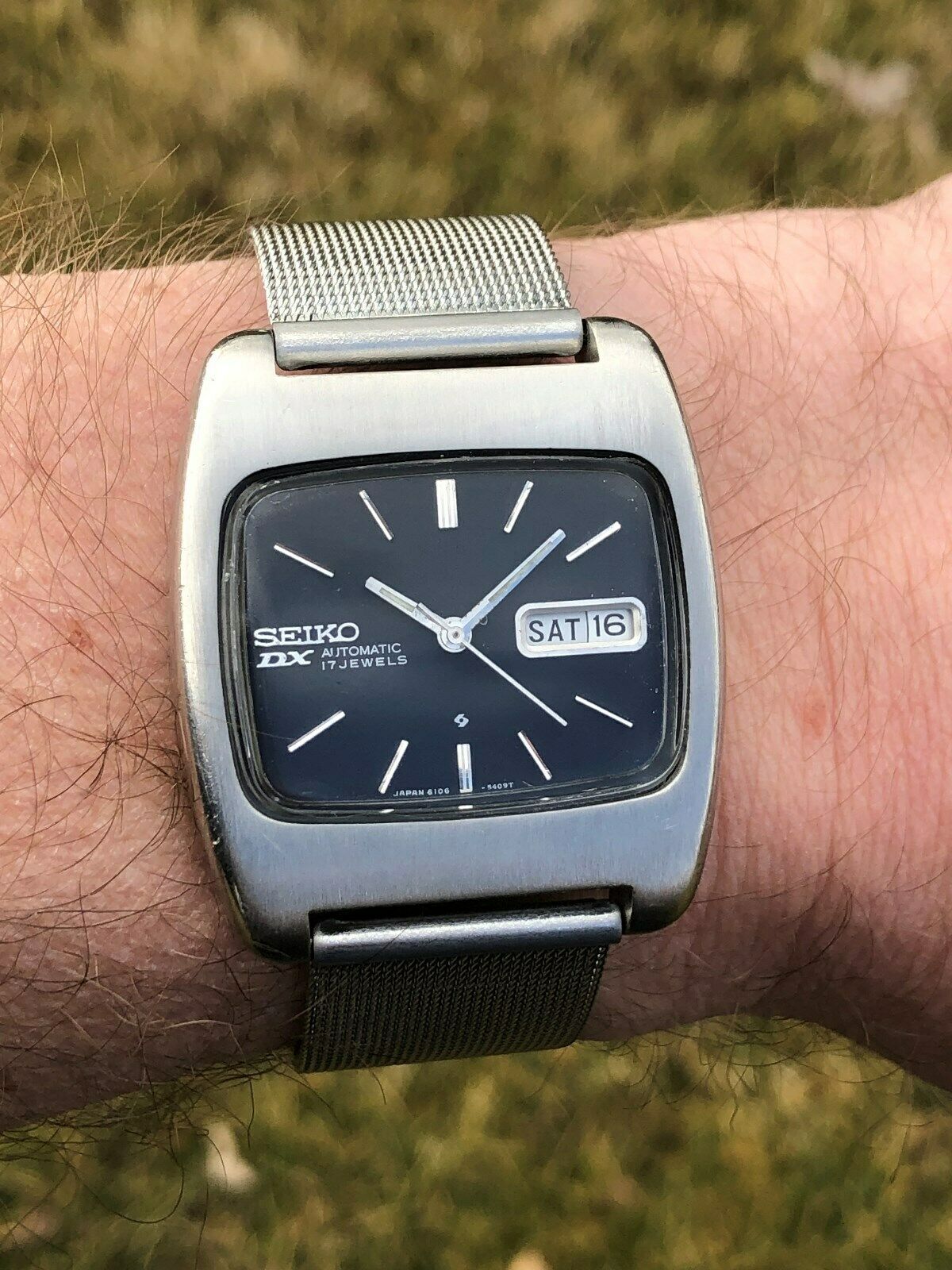 Vintage Seiko DX 6106-5419 dark blue dial stop second August 1971
