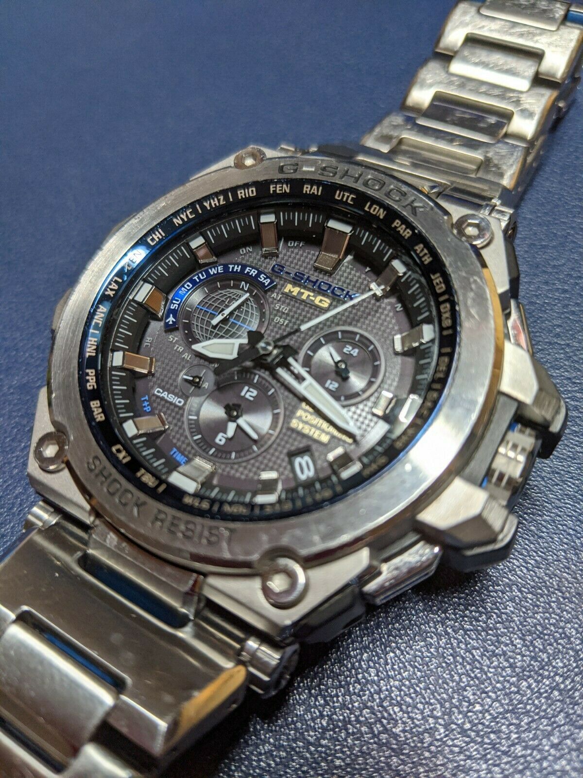CASIO G-SHOCK MT-G MTG-G1000 5455 GPS and Atomic 6-Band w/ Blue