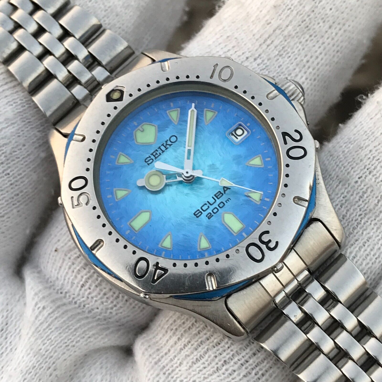 Vintage Seiko Mother of Pearl Dial Scuba Diver 200 M Japan Men's