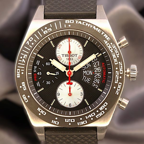 Cinturino Originale Tissot PRS516 22mm Pelle Nera Con Cuciture Bianche: Nuovo Con Etichette - Foto 4