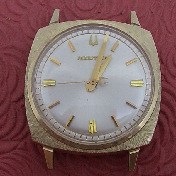 BULOVA ACCUTRON GOLD FILLED CASE MINTY CONDITION KEEPING TIME
