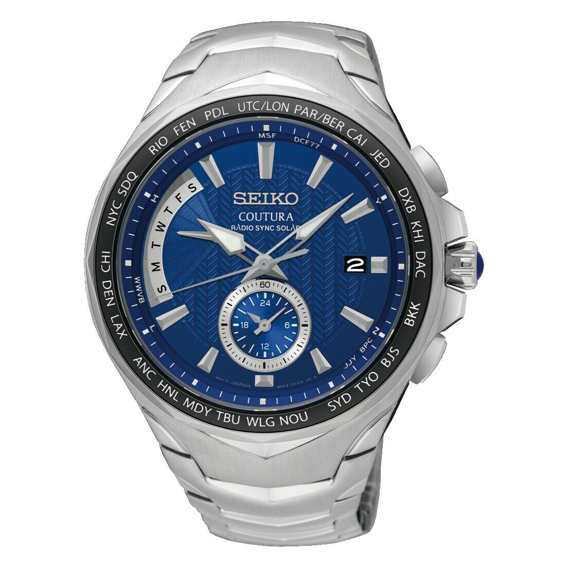 NEW Seiko Coutura Radio Sync Solar World & Dual Time Blue Dial SSG019