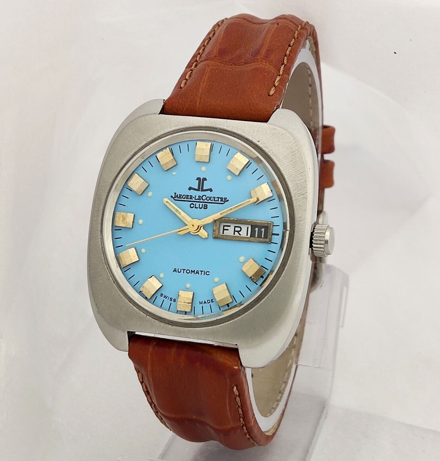 Jaeger Le Coultre Club Automatic Blue Dial Day Date Men Wrist