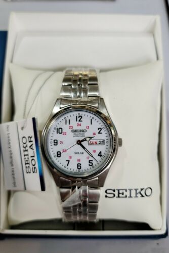 NEW WITH TAGS SEIKO Solar White Dial Stainless Steel Men's Railroad Watch  SNE045 | WatchCharts