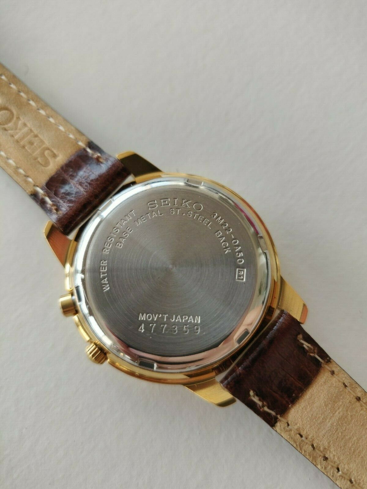 NEW Seiko KINETIC Power Reserve 3M22-0A50 Watch Uhr Montre Vintage