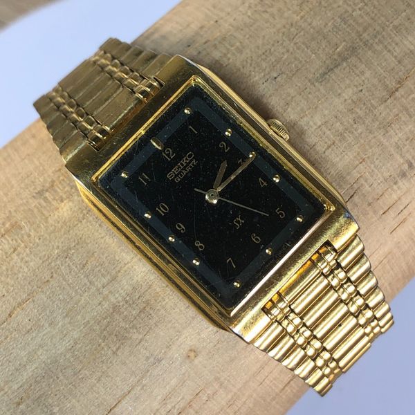 Vintage Seiko SX Tank Quartz Watch Unisex Gold Tone Black Dial V701-5G20 Seiko unisex gold v701-7021 - Gem main image 3