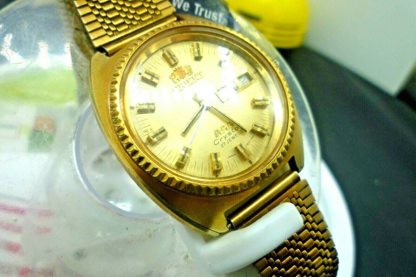 Mens 36mm ORIENT AAA Crystal 27j cal 4970 Auto 18K GP Fluted