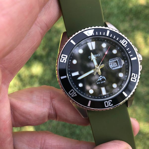 [WTS] Casio Duro Marlin w/Date Cyclops on New Green Barton Silicone
