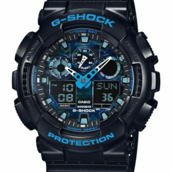 CASIO G-Shock Analog-Digital Black/Blue Camo | GA100CB-1A main image 1