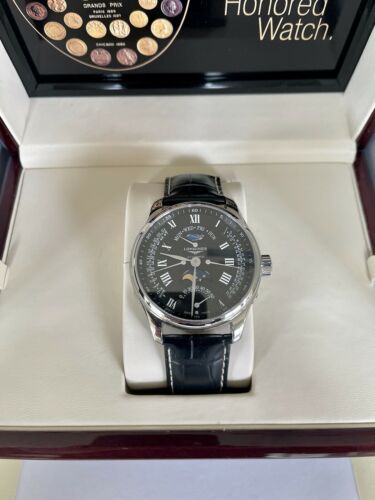 Longines Master Collection Moon Phase GMT Black Leather Men s