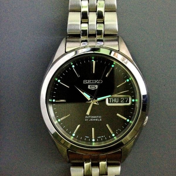 SEIKO 5 SNKL23 SNKL23K1 Automatic 21 Jewels Black Dial Stainless Steel ...