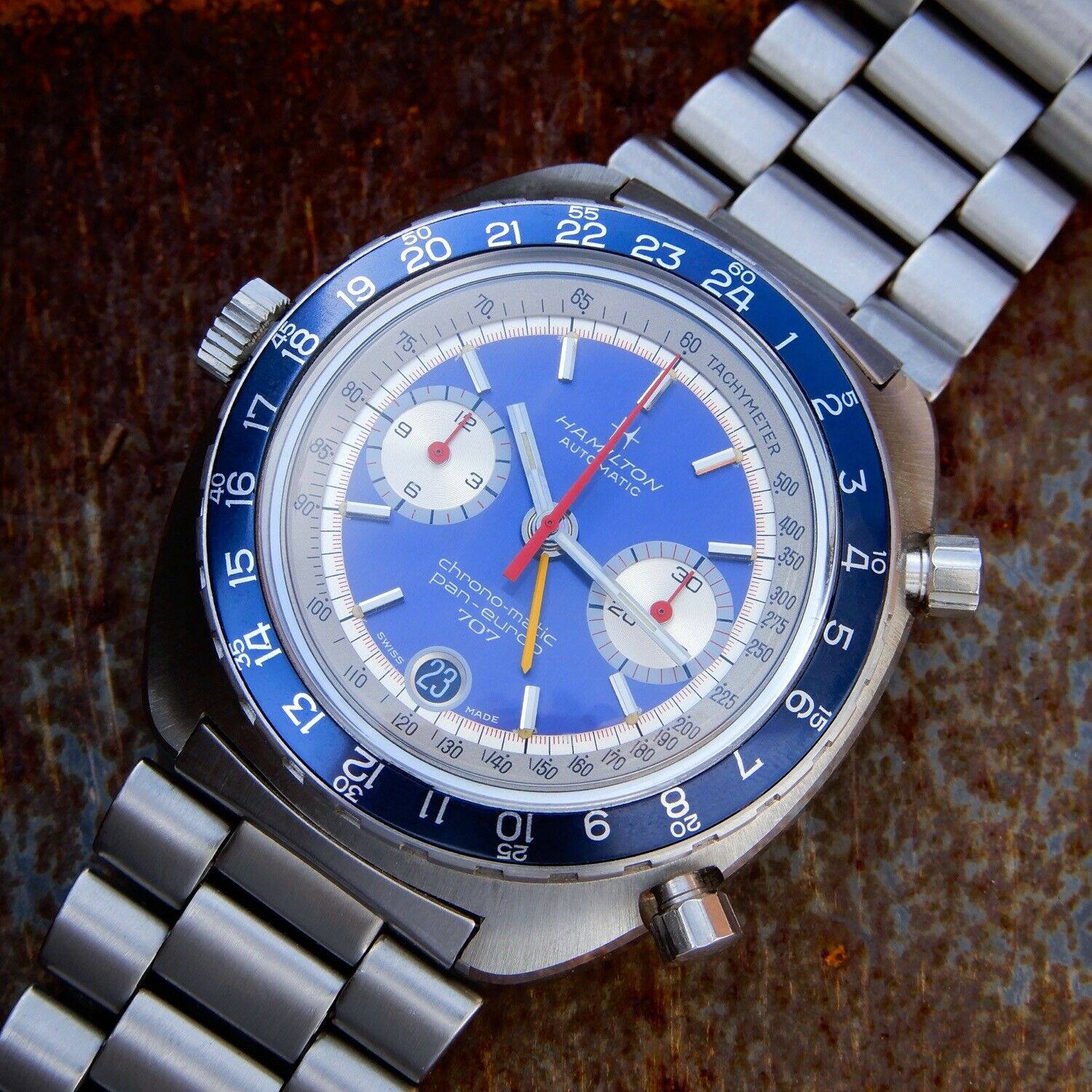 Hamilton Pan Europ GMT 707 1971 Vintage Automatic Heuer Cal 12