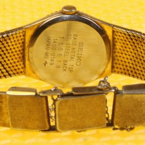 Vintage Seiko Quartz Gold Tone Mesh Bracelet Watch Japan 1400-0149 Women main image 3
