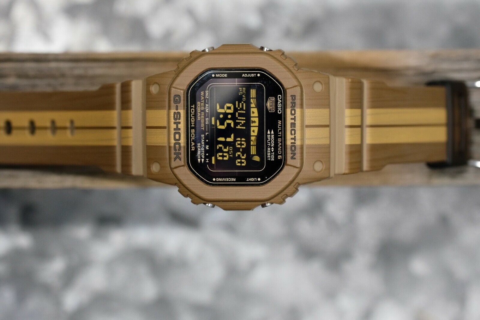 Casio G-Shock GWX-5600WB-5 Solar Atomic Wood Grain Mens Watch