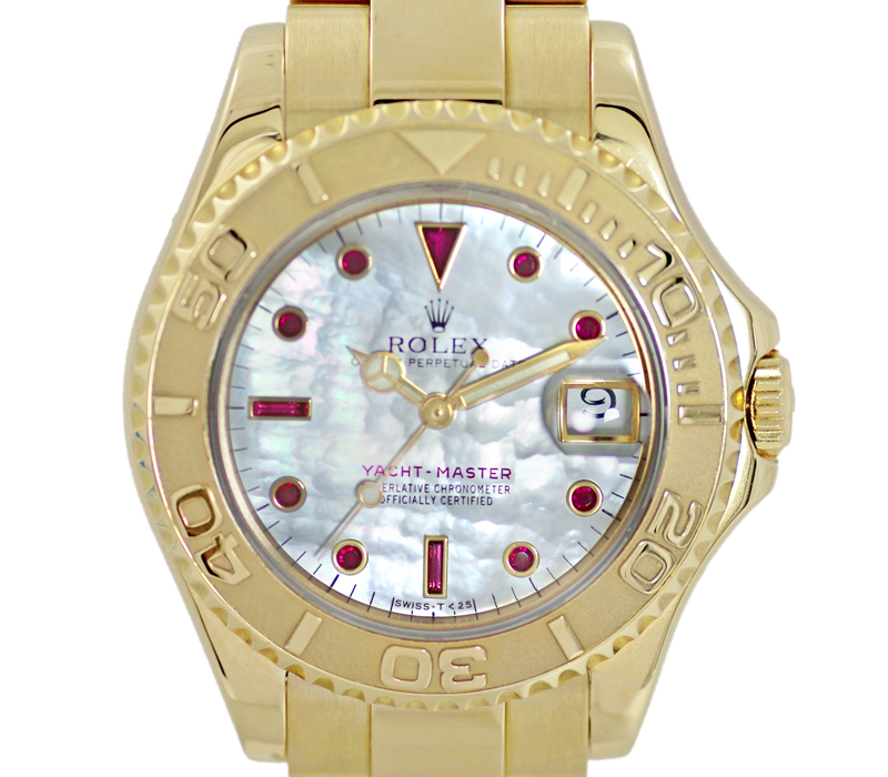 Rolex Yachtmaster 18K Yellow Gold Mother of Pearl Dial Watch 68628