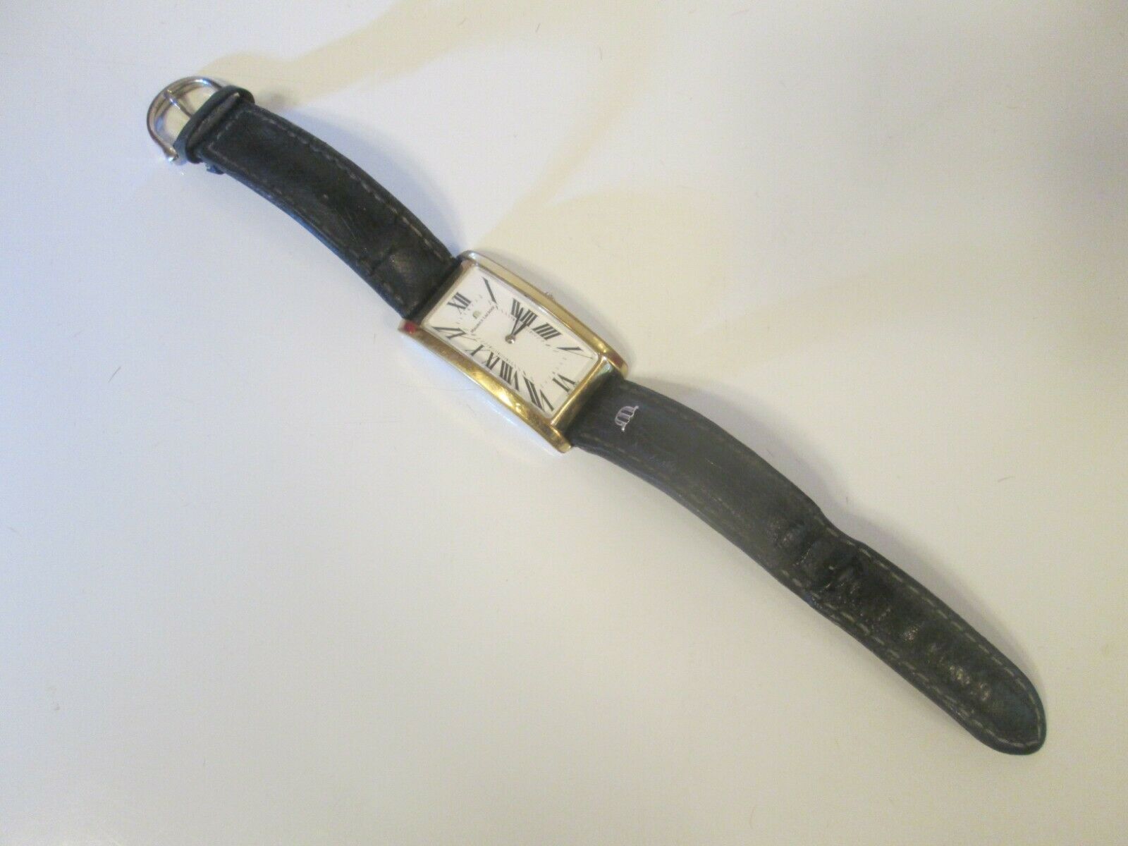 Vintage MAURICE LACROIX 47813 Fiaba Gold Plated WATCH Black Band