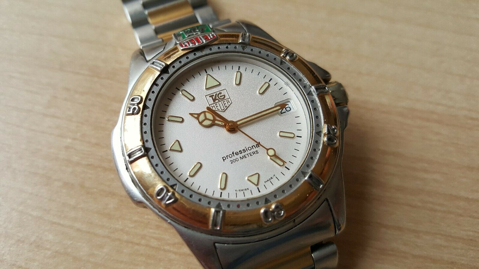 Mens 2 Tone TAG Heuer WF 1120 0 Professional Quartz Wrist watch