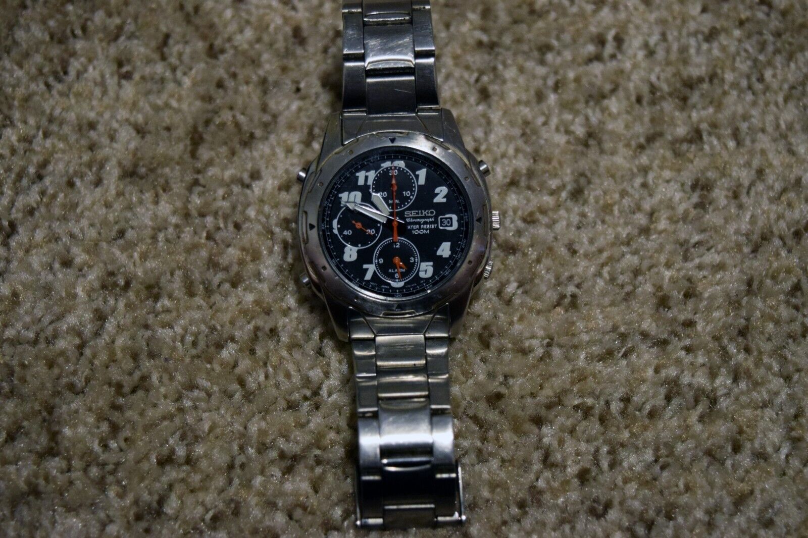 Seiko 7T32-6M30 Chronograph Watch 100M Sport Dual Time Alarm Date