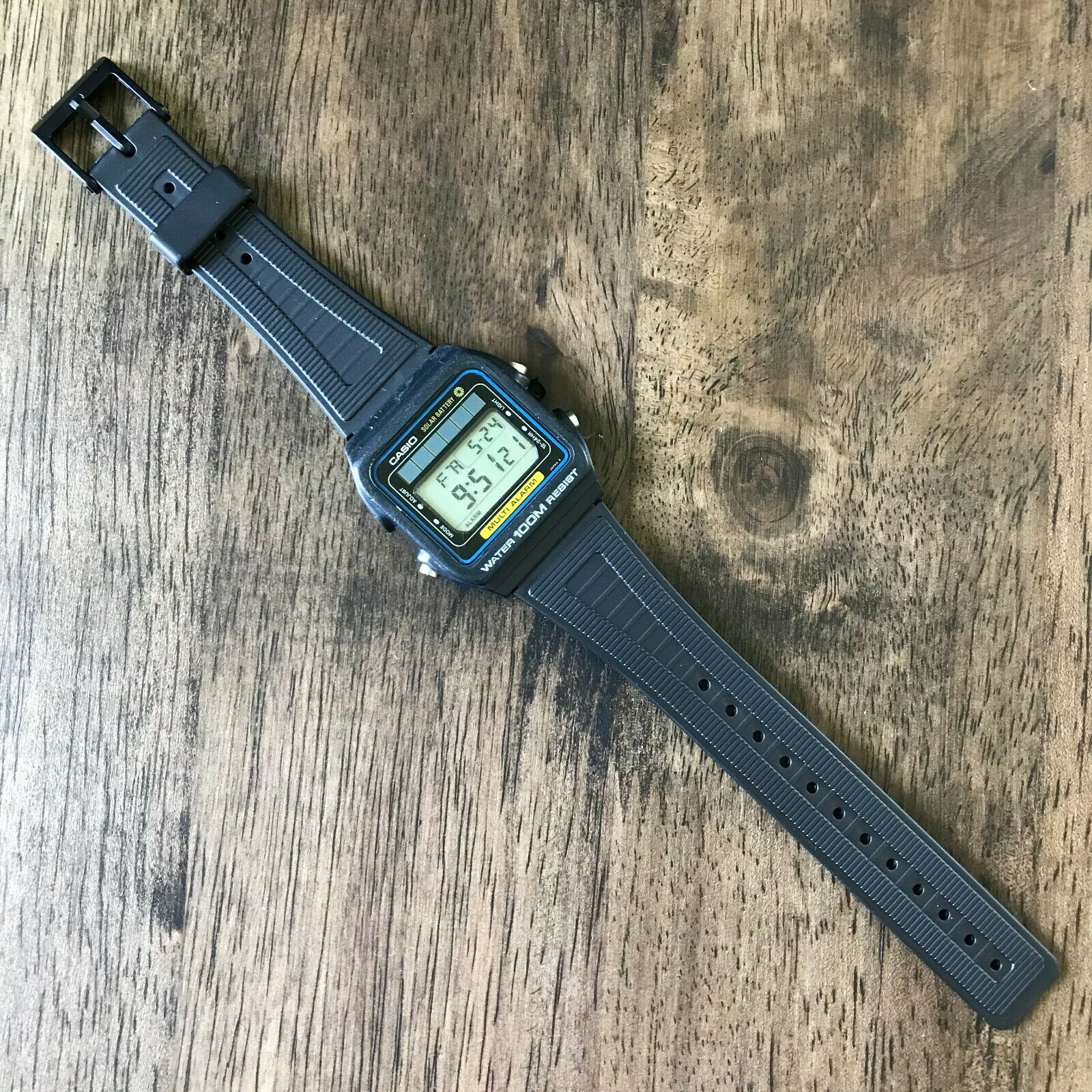 RARE Vintage 1984 Casio W-600 100M Solar Diver Watch, Made in