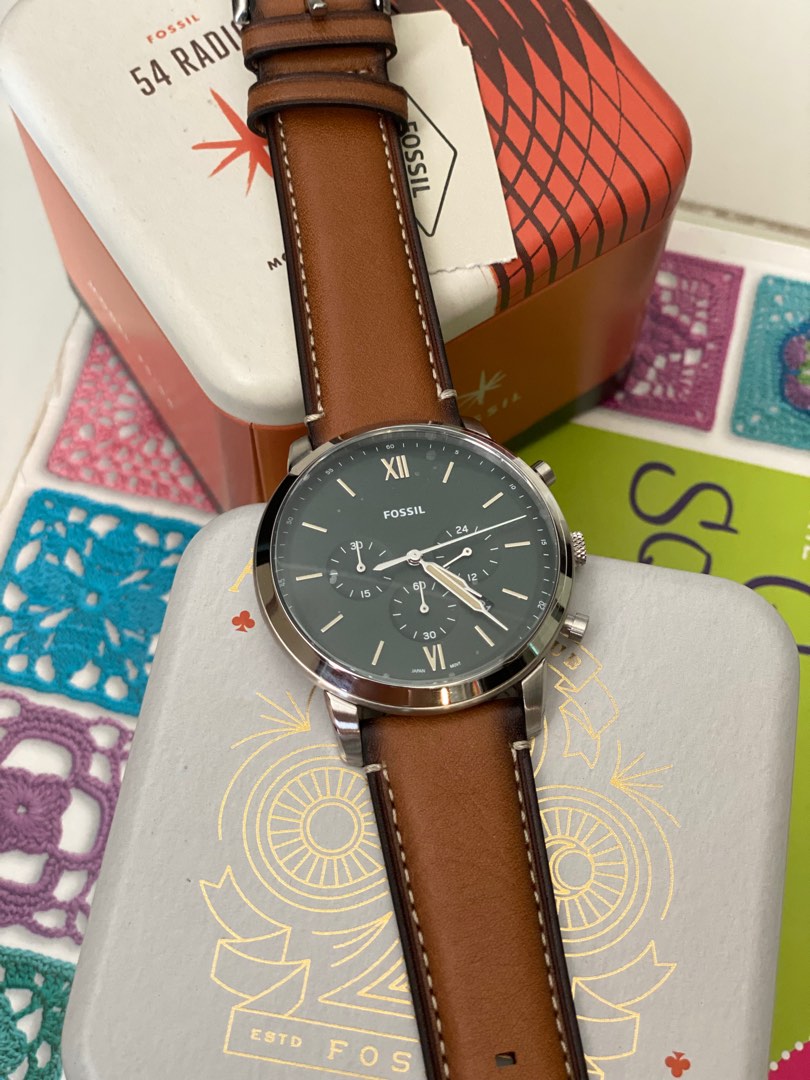 SALE 50%> Fossil Neutra Chronograph Tan LiteHide™ Leather Watch
