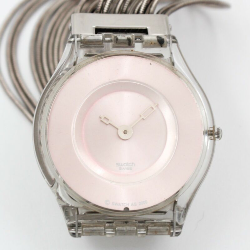 Swatch Skin Watch .925 SILVER MESHSTREAM PINK SMALL SFK131B