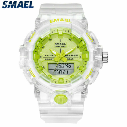 SMAEL Men Quartz Watches Fashion Alarm Digital Wristwatch LED Dual