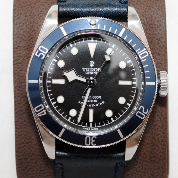 FS: Mint Tudor 79220B Heritage Black Bay Blue Bezel Leather / NATO ...