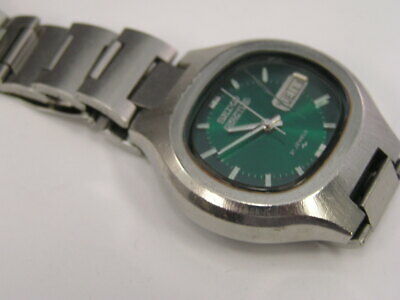 Vintage Seiko 5 Actus Watch Green Dial Day/Date 21 Jewels 7019