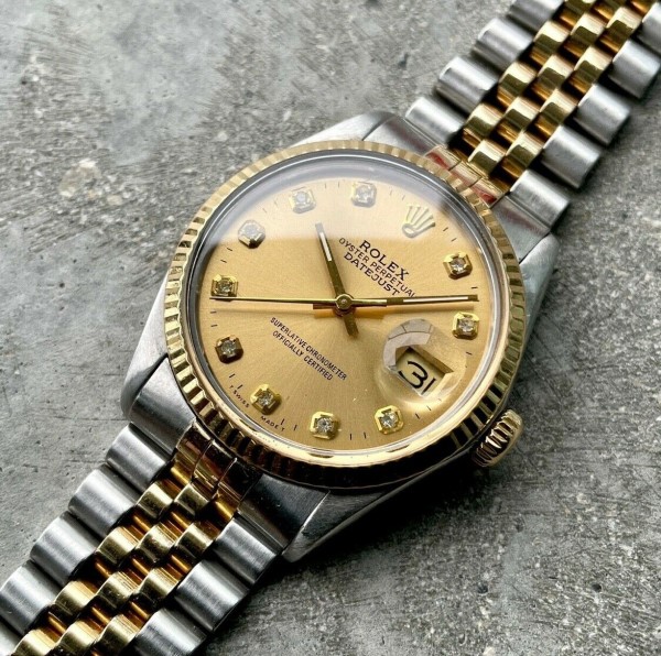 1986 rolex datejust two cheap tone