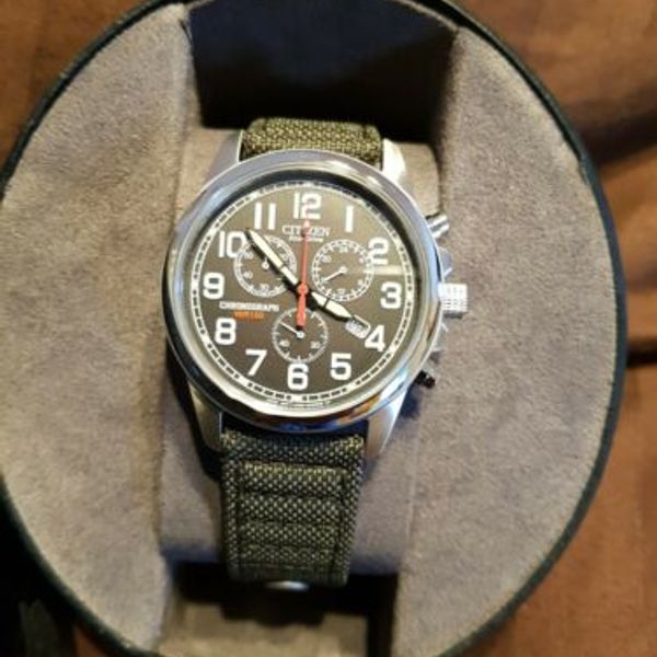 Mens Citizen Eco-Drive Military Canvas Chronograph Watch with Date ...