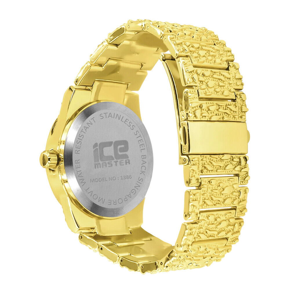 Men's Arabic Numeral Dial 18K popular Gold Tone 5 ATM Water Resistant Nugget Watch 44mm