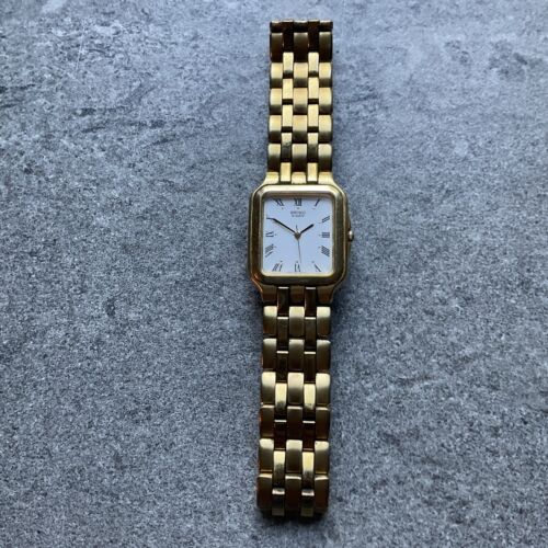 Vintage Seiko Mens Tank Style Watch 7N01-5000 28mm Gold Tone