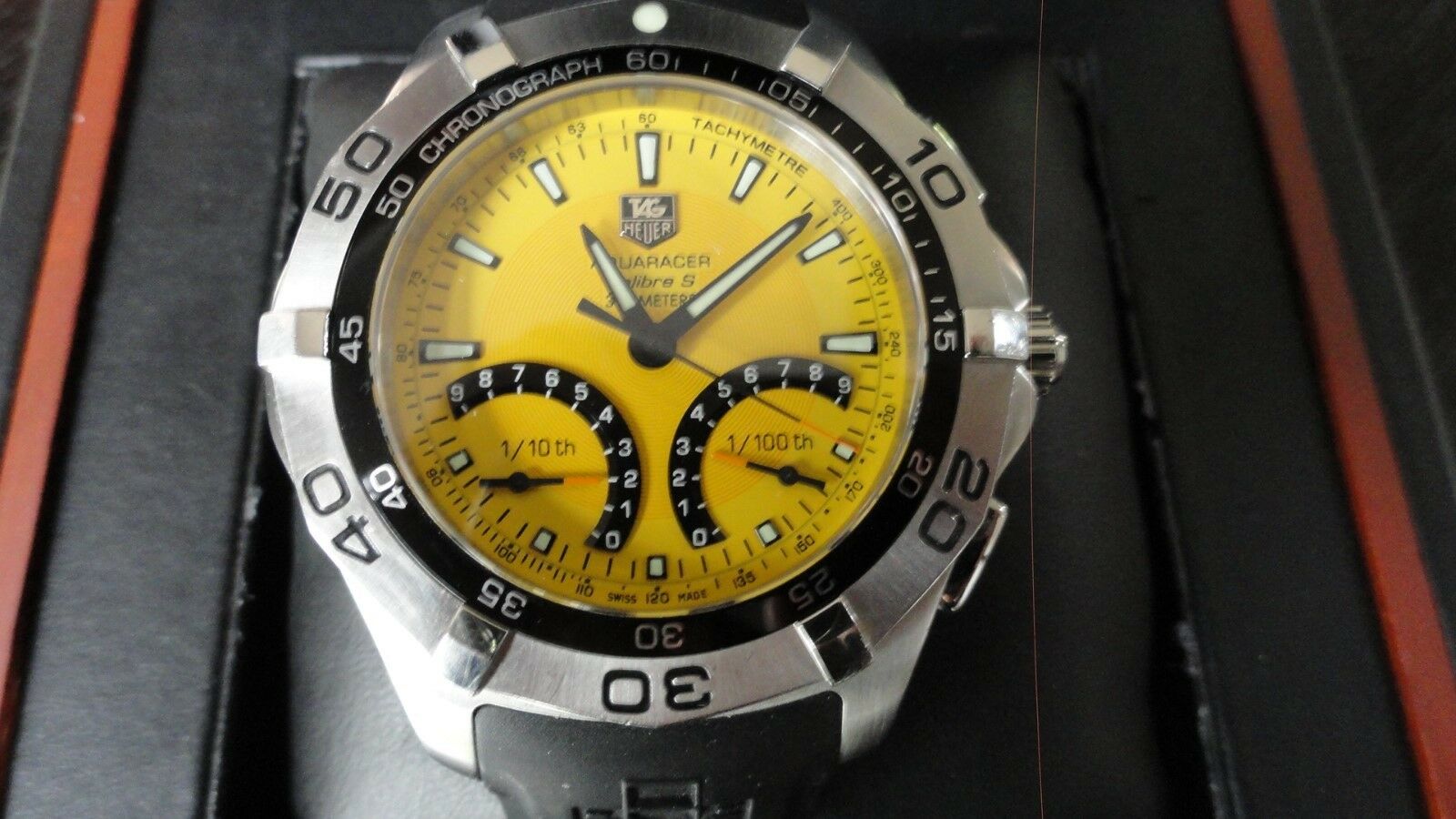 Tag Heuer Aquaracer Calibre S RARE Yellow Dial With Black Rubber