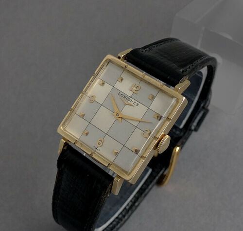 LONGINES CHECKERBOARD 14K Solid Gold Art Deco Gents Vintage Watch