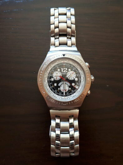 Swatch Irony Chrono YOS414G Black Dial World Timer Chronograph